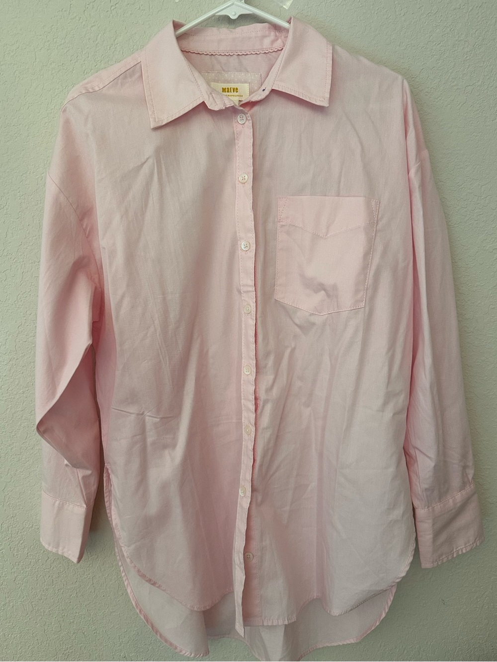 Anthropologie Maeve Soft Light Pink Oversized Button-Down Shirt